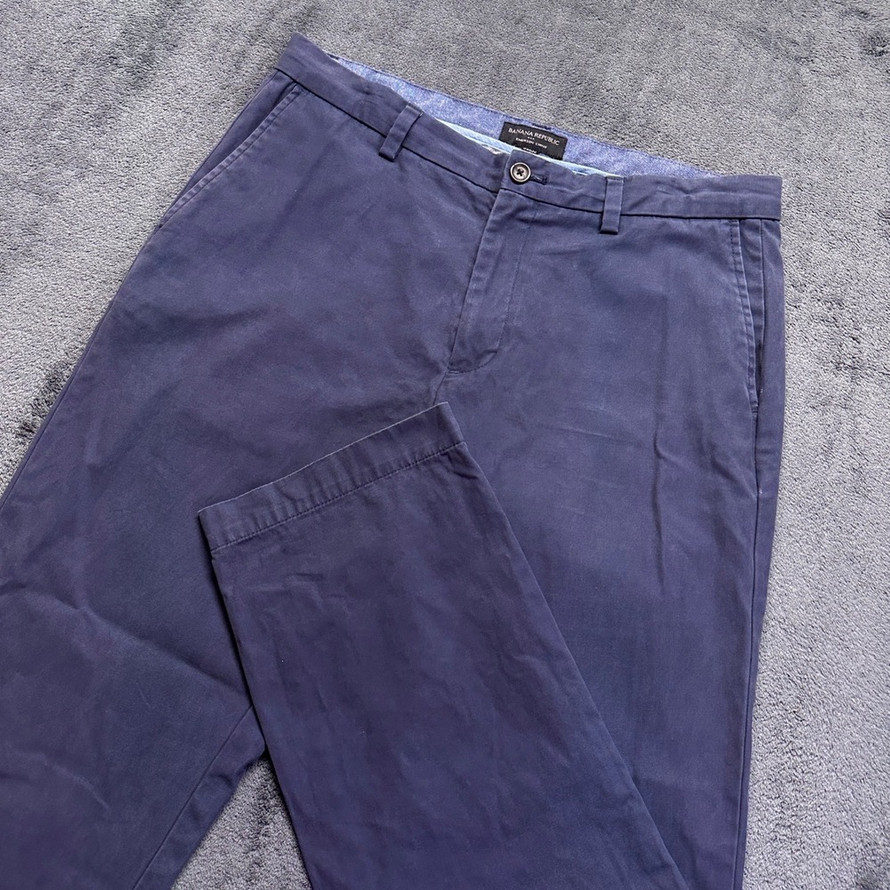 Banana‎ Republic Emerson Chino Pants Mens 34x30 Navy Blue Straight Leg Cotton